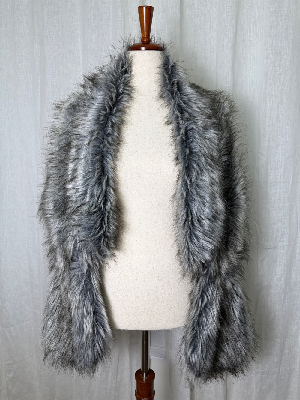 Faux Fur Vest - Grey Plush Open Front